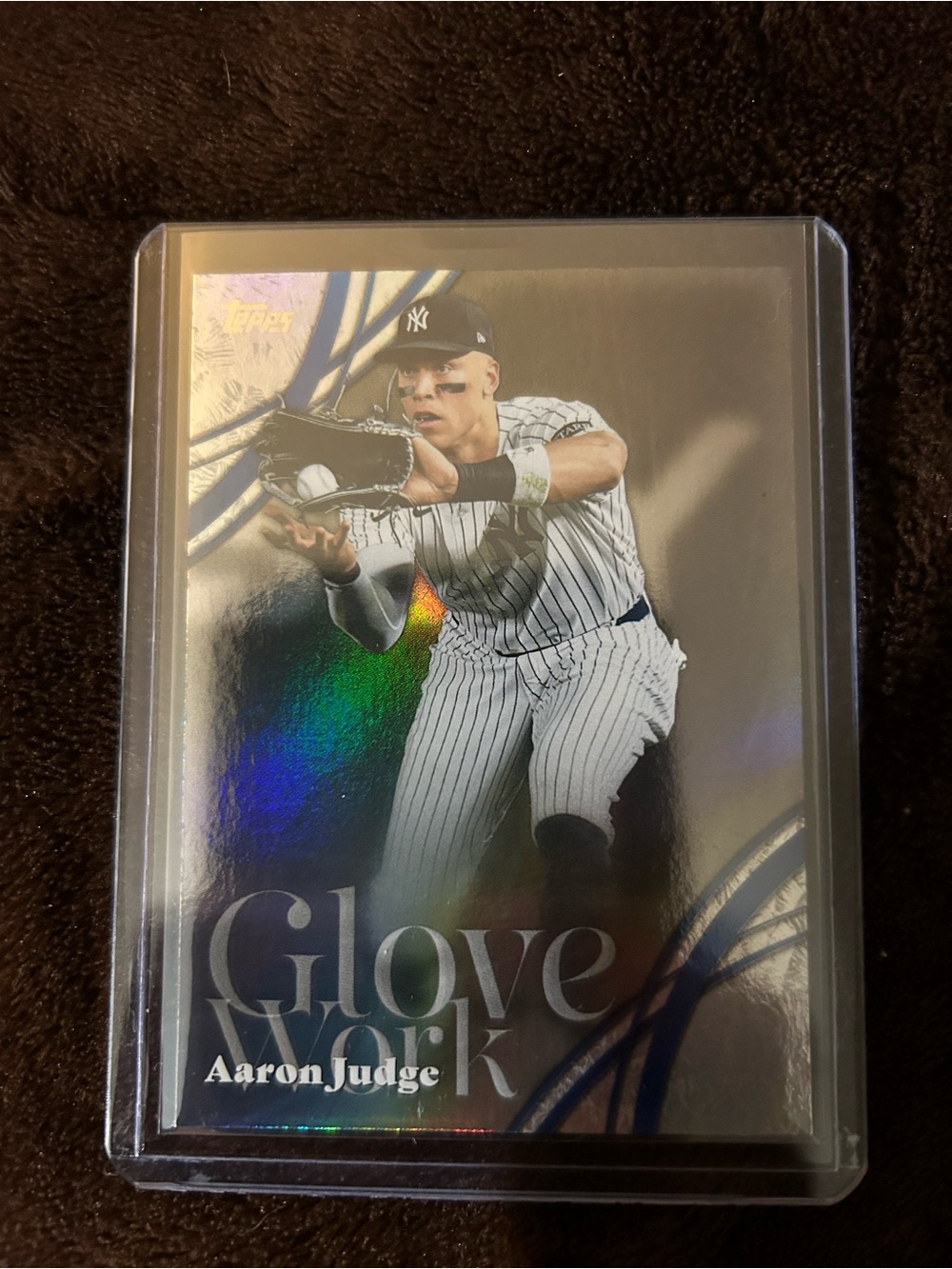 Topps Aaron Judge Glove Work Card - White & Navy Pinstripe